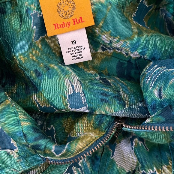 Ruby Rd. Green Teal Printed Jean Jacket - Picture 4 of 4